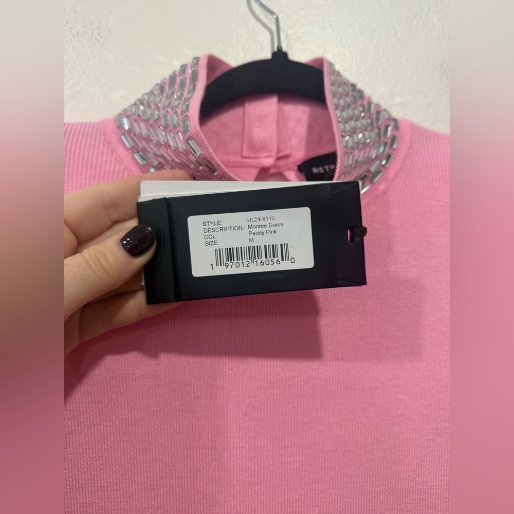 NWT Retrofete Monroe Embellished Knit Dress in Peony Pink size Medium - Picture 11 of 15